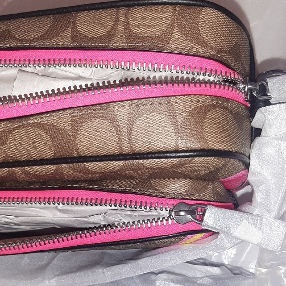 NEW Coach🌹ROSE COURT CROSSBODY➕EYEGLASS CASE Pink and Red Blooms - Picture 12 of 15